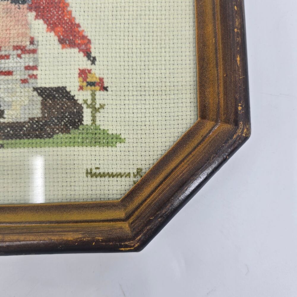 Vintage Framed Hummel-Style Cross‎ Stitch Art - Picture 2 of 3